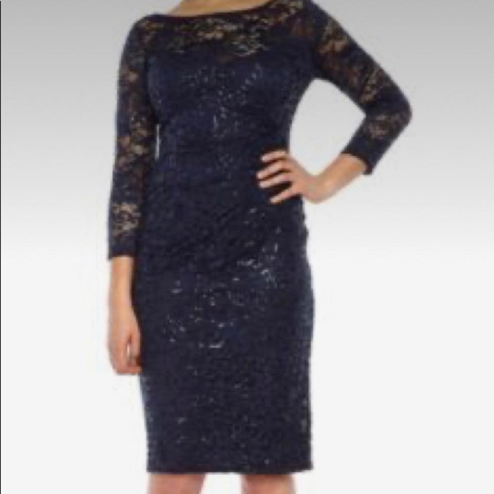 NWT Navy sequin 3/4 sleeve dress
